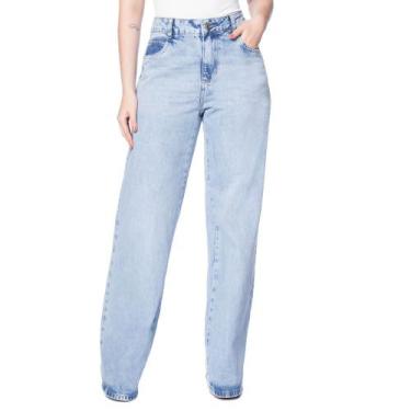 Imagem de Calça Jeans Feminina Sawary Wide Leg Azul Claro, Azul claro, 42