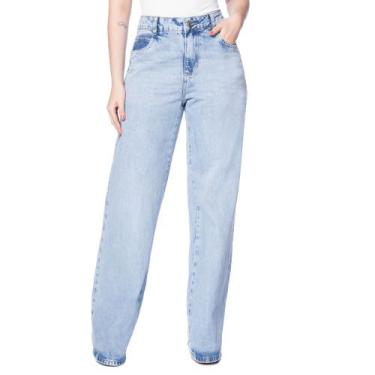 Imagem de Calça Jeans Feminina Sawary Wide Leg Azul Claro, Azul claro, 44