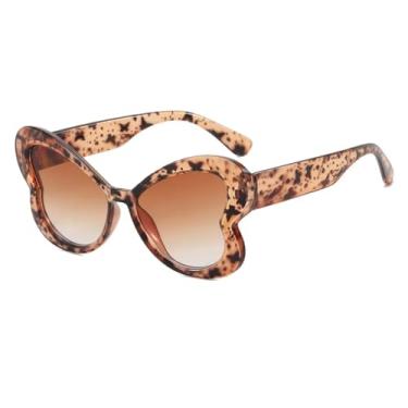 Imagem de Óculos de sol femininos com estampa de leopardo retrô, gradiente, borboleta, cores doces, tendência, design punk, masculino, casual, UV400 (marrom)