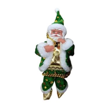 Imagem de IEUDNS Papai Noel elétrico escalando Papai Noel na corda enfeite musical de árvore de Natal animado para lareira, Verde