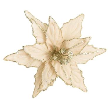 Imagem de IEUDNS Decoração de flores de Natal, enfeite de simulação de guirlanda, centro de mesa de Natal, flor, Ouro Champanhe