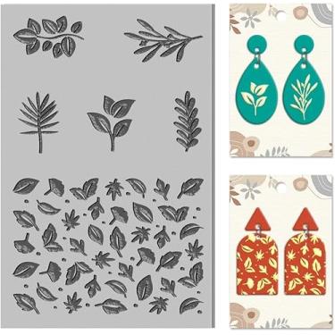 Imagem de Tapete de textura de argila de planta única com folhas em relevo, rolo de argila de polímero, ferramentas DIY para brincos de cerâmica, joias, máquinas de gravação de selos, folha, 9,99 x 6,6 x 0,3 cm