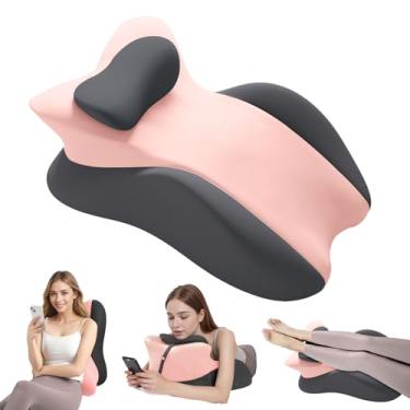 Imagem de Travesseiro de cunha de espuma viscoelástica para adultos, almofada de cama de suporte multiposições com capa removível para dormir, leitura propensa a sentar-se nas costas e elevação da perna (rosa e