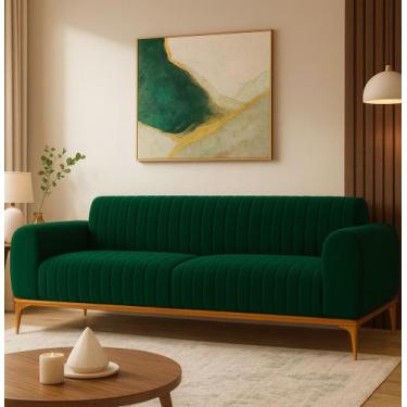 Imagem de Sofá 3 Lugares 230cm Cocie Veludo Verde - Sallar Home