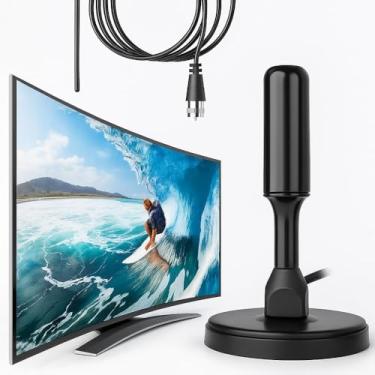 Imagem de Antena Digital Interna Externa Amplificada, HDTV 4K, UHF/VHF/FM, Resistente à Água, com Cabo 5 Metros e Imã, Compatível com Smart TV, LED, LCD, 3D C7 company