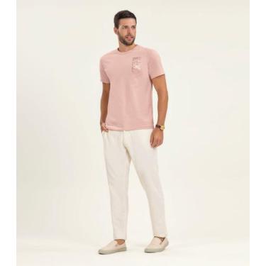 Imagem de Camiseta Masculina Manga Curta Meia Malha Diametro Rosa, G, Rosa