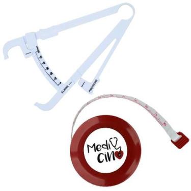 Imagem de Kit Avaliacao Fisica Medir Gordura Corporal Fita Metrica Imc Adipometr