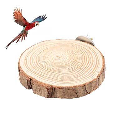 Imagem de Round Wooden Springboard Parrot Perches Stand Toy Bird Parrot Perch Platform for Small Parakeets Cockatiels Hamster(10cm)