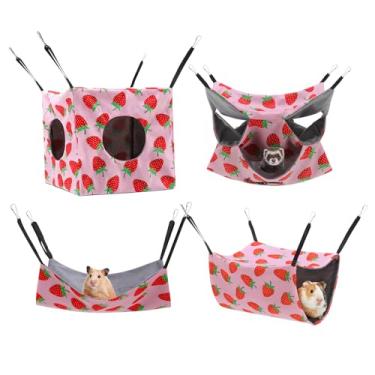 Imagem de Guiqulai Rede para furões, pacote com 4, furões, porquinho-da-índia, acessórios para gaiola de rato, rede suspensa para animais pequenos, hamster, planador, esquilo, chinchila, porquinho-da-índia