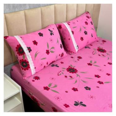 Imagem de Jogo de Lençol de Malha Casal 3 peças Estampado 100% Algodão Elástico Fronha c/Zíper(Modelo - 26)