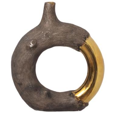 Imagem de Uniquewise Vaso de anel de resina de 28 cm com design de círculo aberto, decoração contemporânea, peça central com estilo artístico para prateleiras, mesas, cornijas, consoles de entrada e decoração