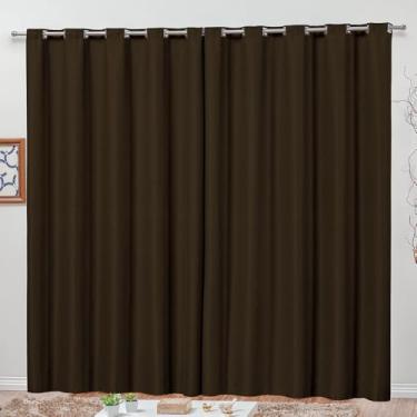 Imagem de Cortina Blackout Semi Corta Luz, Tecido Poliéster, 280x270cm, Ilhós Cromado, Para Varão Simples 3m (Marrom)