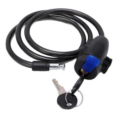 Imagem de Cadeado de Bicicleta com Corrente Flexível, Preto, Aço e Silicone, 1,50m de Comprimento, 12mm de Espessura, com 2 Chaves