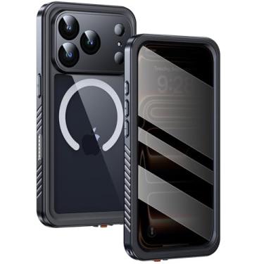 Imagem de Lanhiem Capa magnética para iPhone 17 Pro Max de privacidade, à prova d'água e poeira, [protetor de tela antiespião embutido] [apto para MagSafe] Capa transparente resistente de corpo inteiro de 17,5