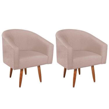 Imagem de Kit 02 Poltronas Decorativas Sala De Estar Recepção Luiza Pés Palito Suede - Amarena Móveis Rosê