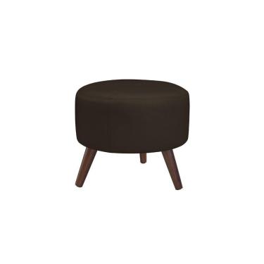 Imagem de Puff Decorativo Redondo Pés Palito Couro Marrom