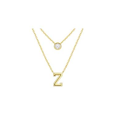 Imagem de CRITI RORA Colar de prata esterlina S925 com diamantes cultivados em laboratório, colar com pingente de letra banhada a ouro, colar de corrente de camada dupla, joia da moda feminina, presente de Dia