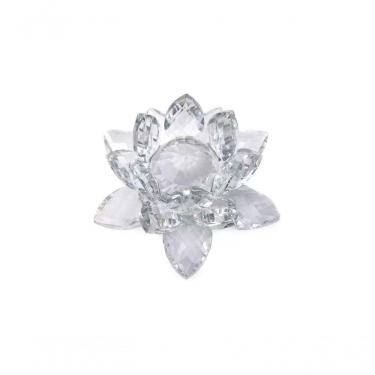 Imagem de Enfeite Decoração De Cristal Vidro Flor De Lotus Para Sala Quarto Cristaleira Pequeno 8cm Cor:transparente