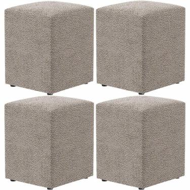 Imagem de Kit 04 Puffs Quadrado L02 Decorativo Bouclê Bege