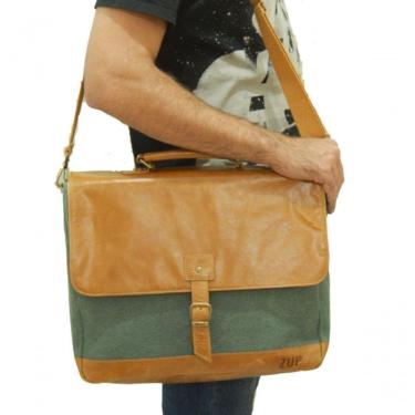 Imagem de Pasta Carteiro Executiva De Lona E Couro Konverge Zup Ii Cor Verde Claro