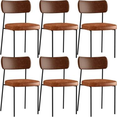 Imagem de Kit 06 Cadeira Para Sala De Jantar Melina L02 Marrom Camel