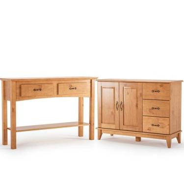 Imagem de Balcão Buffet 2 Portas e Aparador 2 Gavetas 100% Madeira Mirella Carva