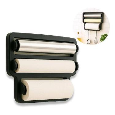Imagem de 2X Porta Papel Toalha Alumínio Suporte Rolos Cozinha De Pare