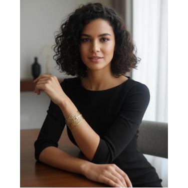 Imagem de Bracelete Retrô Ajustável  Pulseira Vintage Estilosa em Bijuteria Femi