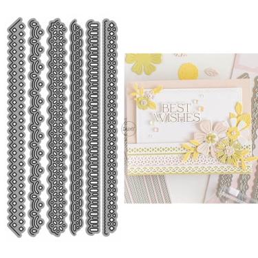 Imagem de DzIxY Vários moldes de corte de metal de renda de borda oca para kit de fabricação de cartões, conjunto de recortes de papel, estêncil, suprimentos, modelos de máquina