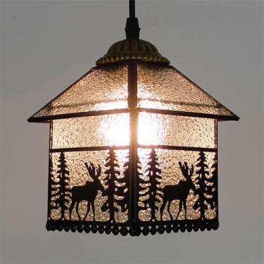 Imagem de Luminária pendente contemporânea de vidro colorido com LED, estilo retrô americano, ideal para sala de estar, restaurante, quarto, casa de campo, hotel, corredor, café ou bar (Estilo 27 D11C