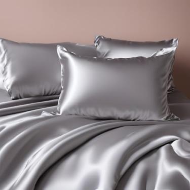 Imagem de Kit 6 Fronhas de Cetim Anti Frizz 48x68cm Premium – Fronha para Cabelo e Pele Macia (Prata)