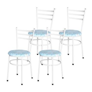Imagem de Conjunto 4 Cadeiras Epoxi Branca Para Cozinha Assento Estampado - Laum