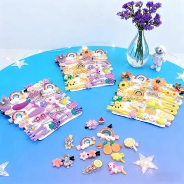 Imagem de Conjunto de 14 peças de acessórios de cabelo para meninas, grampos de cabelo coloridos para crianças, acessórios de cabelo com tema de doces com flores