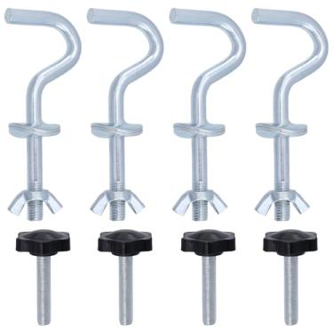 Imagem de Wealrit 4 peças de gancho de suporte de rede, kit de ferragens resistentes, ganchos de substituição de rede com botões de rosca manuais, acessórios para pátio, jardim, cadeira de balanço (comprimento