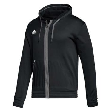 Imagem de adidas Moletom masculino com capuz e zíper preto | cinza G