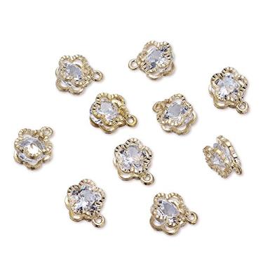 Imagem de 10 pingentes de liga de zircônia cúbica de strass pingentes de cristal minúsculos pingentes de flores para pulseiras faça você mesmo, colar, brinco, gargantilha, artesanato, joias, chaveiro, enfeite