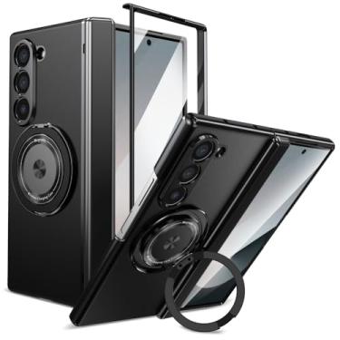 Imagem de XKchatpt Capa magnética dobrável para Samsung Galaxy Z Fold 6, suporte magnético giratório de 360° com proteção de dobradiça e protetor de tela frontal para Samsung Galaxy Z Fold 6 (preto)