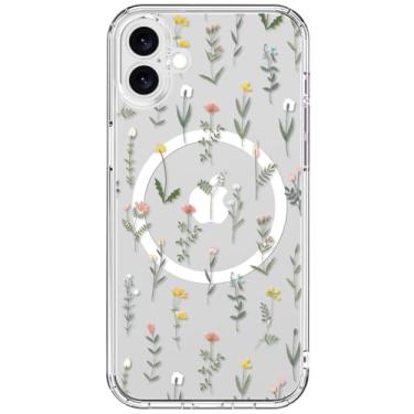 Imagem de ICEDIO Capa para iPhone 16 Plus com protetor de tela - compatível com carregamento sem fio, proteção aprimorada da câmera, capa de telefone transparente com design floral moderno para mulheres - lindo