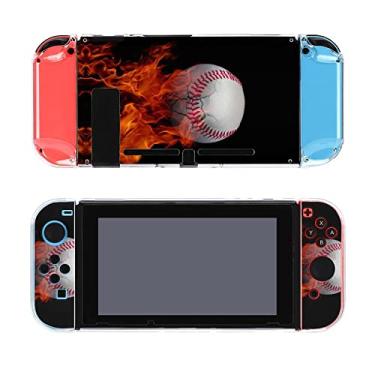 Imagem de AoHanan Capa protetora de tela Baseball on Fire Switch, acessórios completos, capa protetora para Switch Console e Joy-Cons
