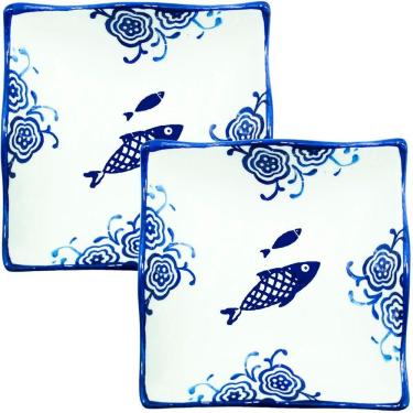 Imagem de Kit 8 Tigela Sobremesa Bowl Peixe Praia Oceano Náutico 12cm