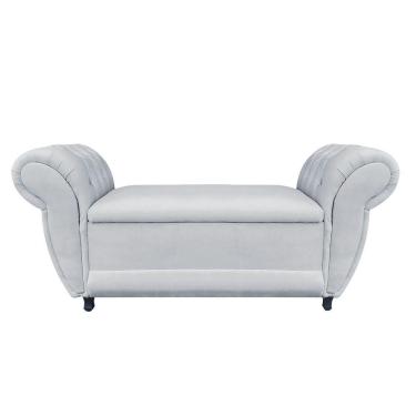 Imagem de Divã Recamier Com Baú Grécia 1,55 Cm Suede Cinza