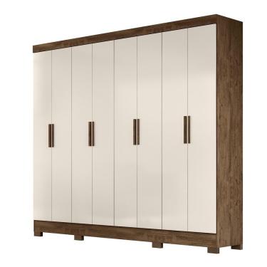 Imagem de Guarda Roupa Casal 8 Portas 4 Gavetas Diplomata Castanho Wood / Baunilha Diplomata - Moval