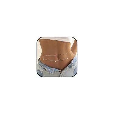 Imagem de Corrente de barriga em camadas douradas, turquesa, pingente de barriga, ajustável, dupla, minimalista, verão, praia, férias, acessórios de joias, Large, liga metálica, Sem Pedra Preciosa