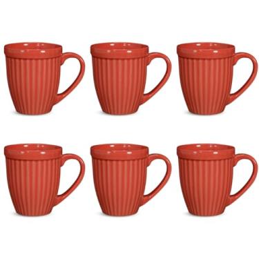 Imagem de Jogo de Xicara, Kit 6 Canecas Xicaras de Ceramica Mesa Posta Linha Italia Colors 12 Cores Disponiveis 390ml(VERMELHA,2ª LINHA OUTLET)