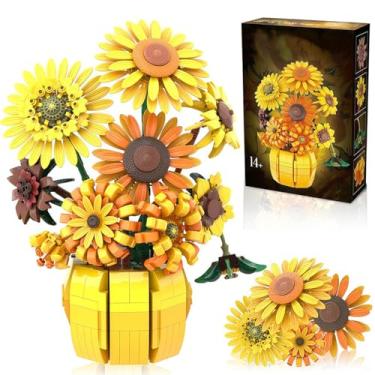 Imagem de Conjunto de Blocos de Montar Girassol com Vaso - Indicado para Crianças a Partir de 14 Anos
