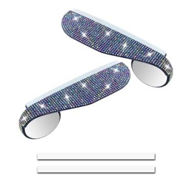 Imagem de 2 peças de espelho lateral de carro brilhante protetor de viseira de chuva, espelho retrovisor de carro de strass, sobrancelhas de chuva, espelhos laterais de veículo à prova de chuva, capa de sombra