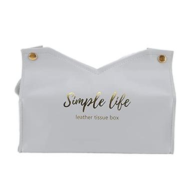 Imagem de SIWOTED Saco de tecido de couro artificial vintage cozinha papel toalha caixa recipiente para casa de escritório (Cinza)