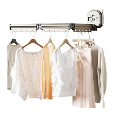 Imagem de Hhsdyl Varal de Parede à Prova de Vento, Secador de Roupas com Ventosa para Poupar Espaço, Varal Retrátil para Secar Roupas no Interior e Exterior,Silver,three folds