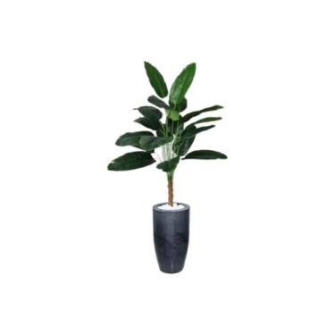 Imagem de Bananeira Artificial Ornamental com Vaso Cone de Mármore e Pedra Decorativa – Arranjo para Jardim, Sala e Ambientes Externos(Cone Chumbo)