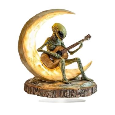 Imagem de Nishiyuenyi Ornamento acrílico de lua alienígena, decoração de guitarra 2d, peça central, decoração de mesa para armário